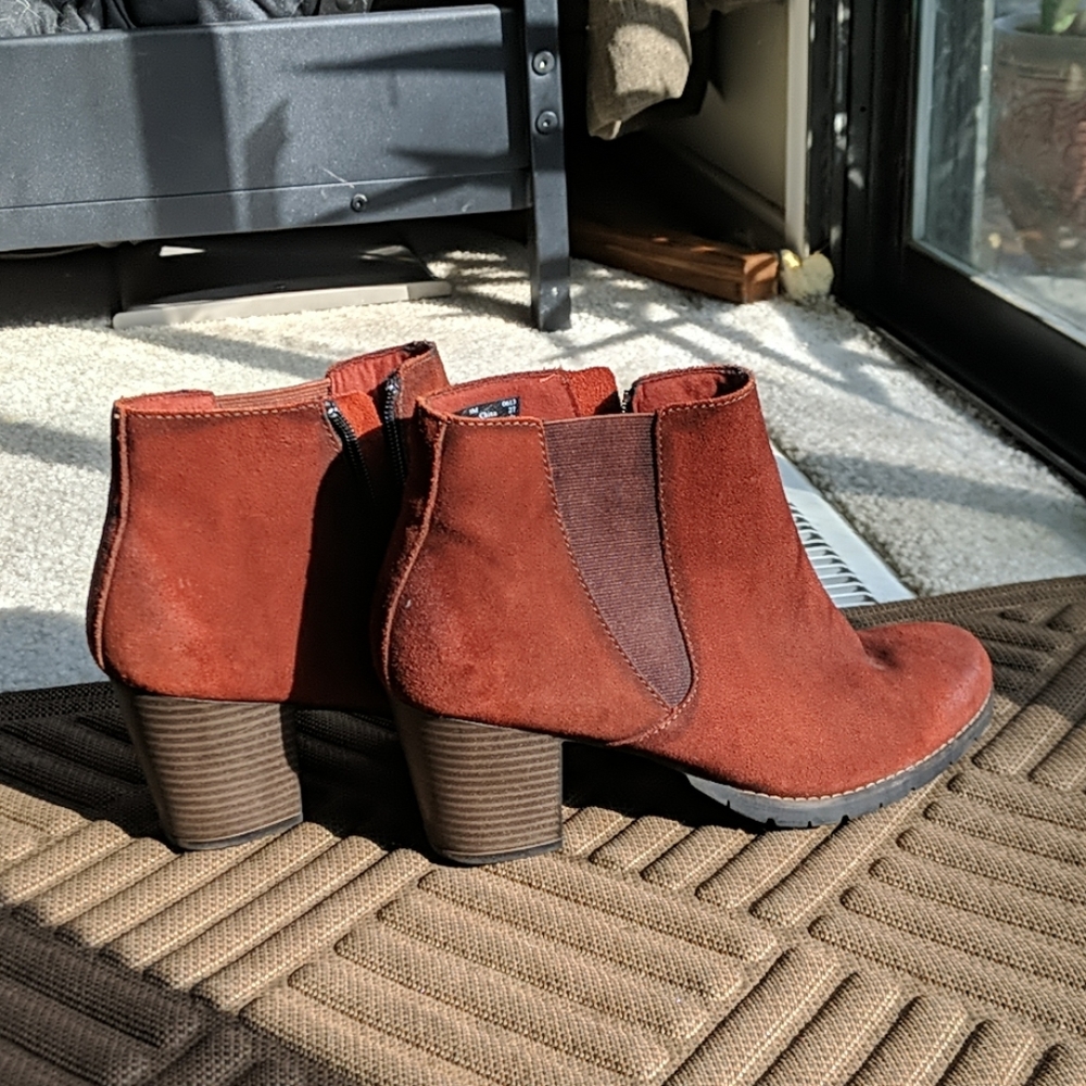 Clark's Burnt Orange 3' Heel Booties